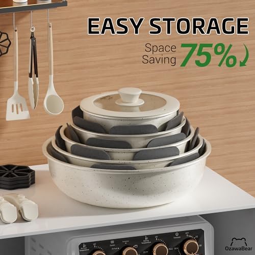 23 Pcs Pots and Pans Set Non Stick, Detachable Handle Cookware