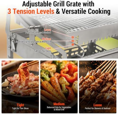 Flip Charcoal Grill, 360° Rotatable Multi Function Outdoor BBQ Grill