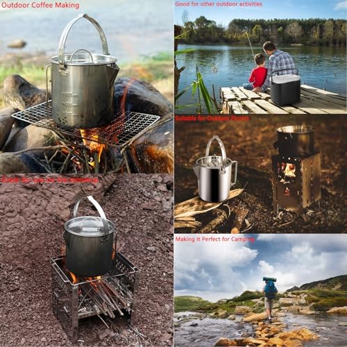 Camping Tea Kettle, Portable 1.2L Coffee Pot, Silver