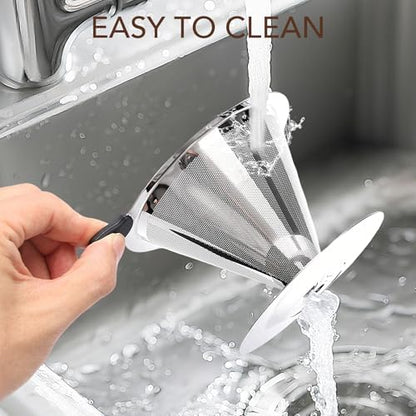 Premium Pour Over Coffee Dripper with Reusable Stainless Steel Filter – Portable, Easy Clean Coffee Maker for Single Cup Brewing – Ideal for Home, Office, Camping