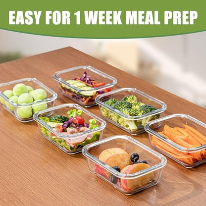 22 OZ Glass Storage Containers with Lids Set of 6