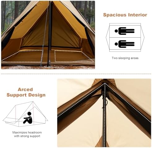 Hot Tent with Stove Jack, 4-Season Waterproof Chalet Tent, Easy Setup Weather-Resistant Shelter for Winter Camping & Outdoor Adventures