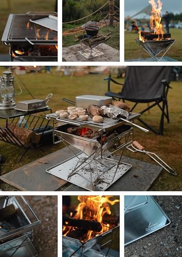 CAMPINGMOON Medium Portable Fire Pit Grill Wood Burning MT-035