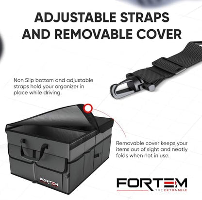 FORTEM Trunk Organizer - Foldable Car Organizer & Storage for SUVs & Trucks