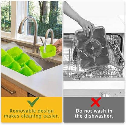 WACOI Divided Snack Serving Tray with Lid and Handle Travel Snackle Charcuterie Container Portable Storage Organizer for Candy, Fruits, Nuts, Snacks, Party, Picnic (1pack, Green)
