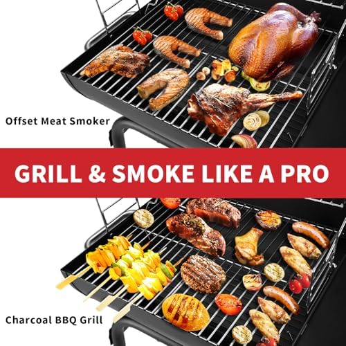 Kendane Barrel Charcoal Grill, Large Charcoal Grills with Side Shelf
