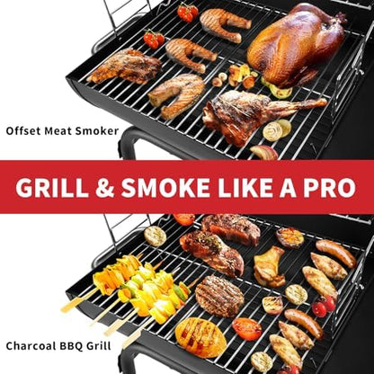 Kendane Barrel Charcoal Grill, Large Charcoal Grills with Side Shelf