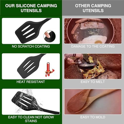 Wesqunie Silicone Cooking Utensils Set, Cookware Set for Outdoor Camping