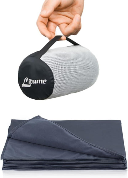 Travel Blanket Lightweight and Breathable, 67 x 48 in Soft Airplane Flight Blanket for Travelers, Foldable Camping Sheet with Stuff Sack for Train, Camp, backapcking, office, home (Velvet E650)