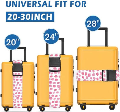 Luggage Straps for Suitcases Travel Belt Accessories, Cute Suitcase Strap, Adjustable Luggage Belt Strap, Heavy Duty with Quick-Release Buckle Luggage Strap Pink Polka Dots