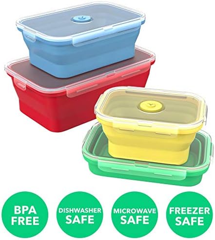 Vremi Silicone Food Storage Containers with BPA Free Airtight Plastic Lids