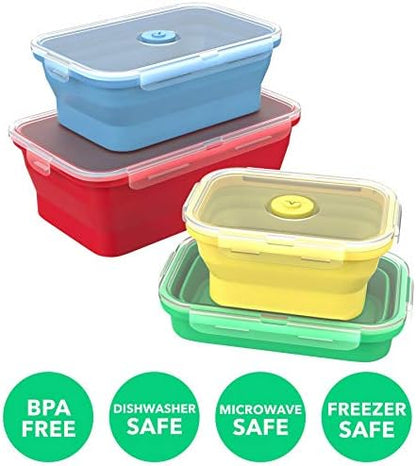 Vremi Silicone Food Storage Containers with BPA Free Airtight Plastic Lids