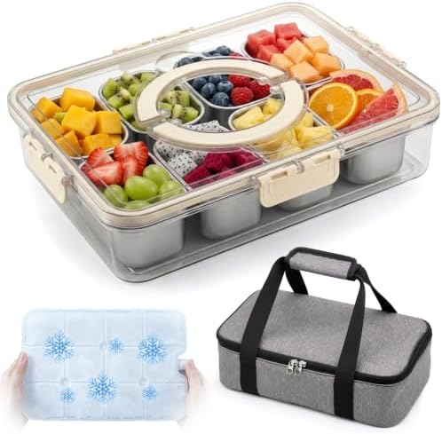 Stainless Steel Snackle Box Container with Ice Pack & Insulated Bag