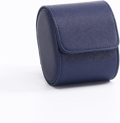 HAN QIANG Travel watch case Chic Portable Vintage Leather Display Watch Storage Box for great gifts for man (blue)