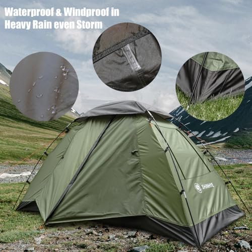 Backpacking Tent for Camping 1-5 Person Hiking Ultralight Tent for Waterproof Windproof Outdoor Two Doors Tents Easy Quick Setup Lightweight Instant Tents