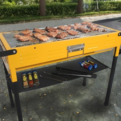 Portable Stainless Steel Grill, Home Charcoal Grill and Outdoor Folding Grill, perfect for traveling, outdoor cooking and grilling, camping, picnics.