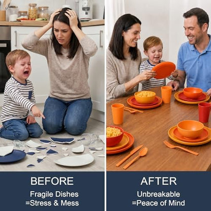 42-Piece Dinnerware Set for 6, Unbreakable Plates and Bowls Sets