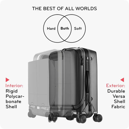 Peak Design Roller Pro Carry-On, Eclipse, Expandable Small Suitcase with Wheels, Carbon Fiber Handle, Drawbridge Opening, Hybrid Soft/Hard Shell, Custom Hardware, Fits XL Camera Cube or Packing Cubes