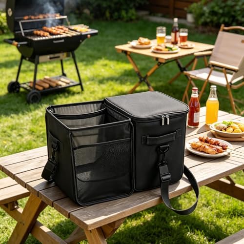 2-in-1 Cooler Organizer Insert for X Large Bogg Bag Accessories, Portable Leak-Proof Ice Chest, Lightweight Mesh Divider Inserts Pouch with 4 Fastener for XL Bog Beach Rubber Tote