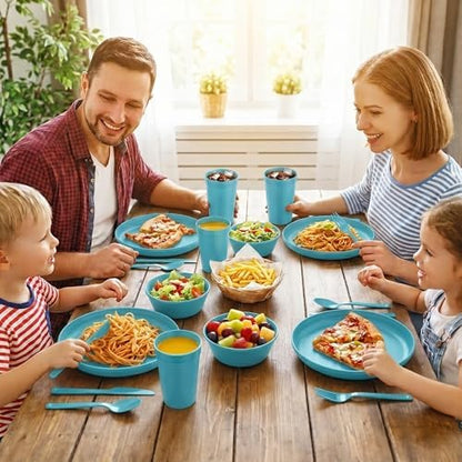 28 Piece Dinnerware Set for 4, Unbreakable Plates and Bowls Sets