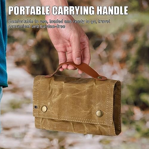 TOBWOLF Portable Spice Bag for Travel, Camping Spice Kit with 8 Jars-Khaki