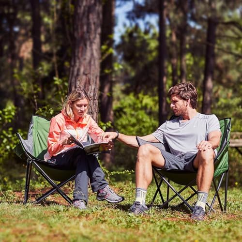 Portal 32" Oversized Camping Chair, Foldable Heavy Duty 350 lb Padded Ergonomic Seat for Big & Tall Adults, Pinch-Free Extra Wide Design Featuring Cup Holder & Carry Bag for Fishing, Lawn & Sidelines