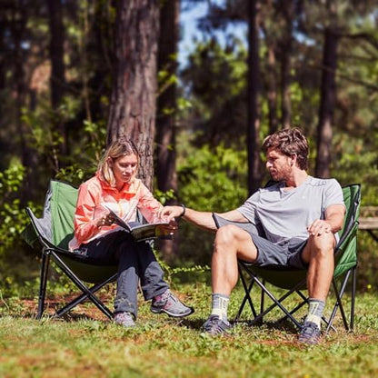 Portal 32" Oversized Camping Chair, Foldable Heavy Duty 350 lb Padded Ergonomic Seat for Big & Tall Adults, Pinch-Free Extra Wide Design Featuring Cup Holder & Carry Bag for Fishing, Lawn & Sidelines