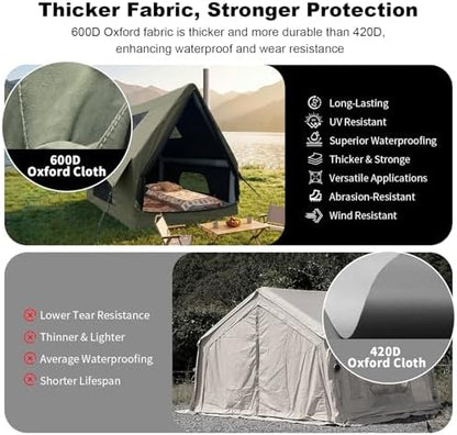 Qeroo® Luxury Inflatable Air Tent for 1-2 Person, UV-Resistant Hot Tent with Pump, Quick 5-Min Setup,600D Oxford Waterproof & Windproof,All-Season Portable Glamping Shelter,Lightweight & Easy to Carry