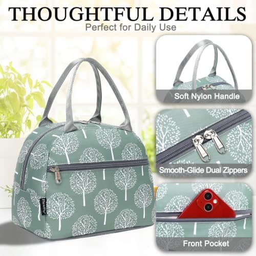 FlowFly Lunch Bag for Women Insulated Lunch Box Corduroy Lunch Tote Cooler for Travel Work Picnic, Dandelion