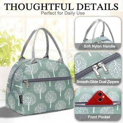 FlowFly Lunch Bag for Women Insulated Lunch Box Corduroy Lunch Tote Cooler for Travel Work Picnic, Dandelion