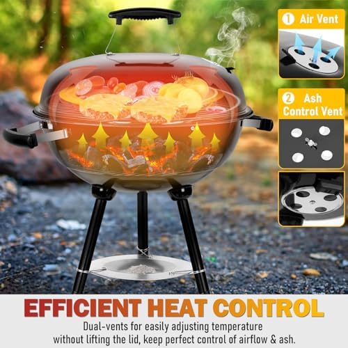 Joyfair Kettle Charcoal Grill, 18 Inch Outdoor Portable Camping BBQ Grills