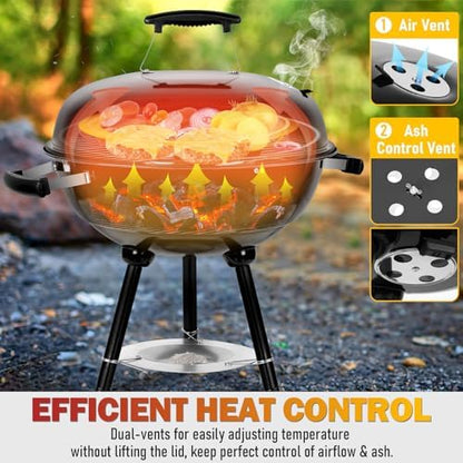 Joyfair Kettle Charcoal Grill, 18 Inch Outdoor Portable Camping BBQ Grills