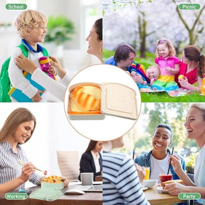 Sandwich Containers, Sandwich Containers for Lunch Boxes, Reusable Plastic Food Storage Sandwich Box with Lid, BPA Free, Microwave Safe, for Family Adults for Office, Camping (White & Pink)