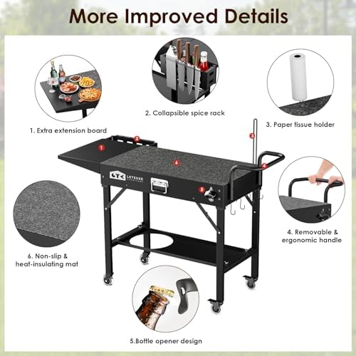 Leteuke Grill Cart for Blackstone Griddle, Portable Outdoor Grill Table