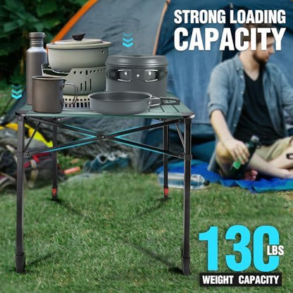 VILLEY Folding Camping Square Table, Portable Aluminum Table, Large