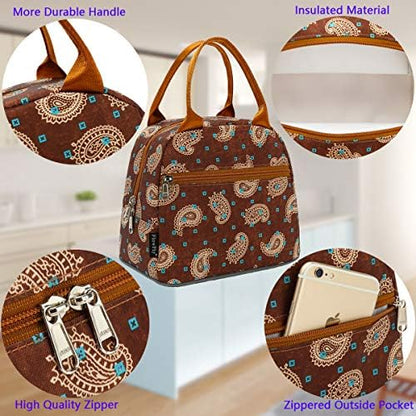FlowFly Insulated Lunch Cooler Bag - Tote Bag Organizer for Women/Men, Cashew