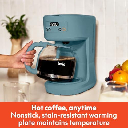 bella 12-Cup Programmable Coffee Maker with No-Drip Glass Carafe, Surf