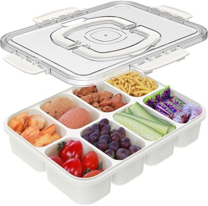 Caperci Snackle Box Container with Handle, 8-Compartment Serving Tray