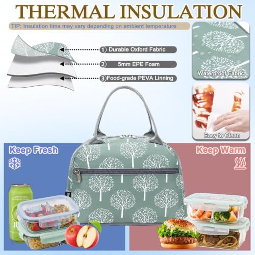 FlowFly Lunch Bag for Women Insulated Lunch Box Corduroy Lunch Tote Cooler for Travel Work Picnic, Dandelion