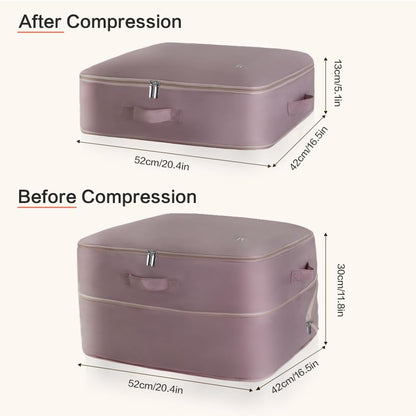 Ultra Space Saving Self Compression Storage Bags with Zipper, (pink) -Compression Organize for Bedding, Comforter Storage Bag for Blankets Duvet Quilts Pillows