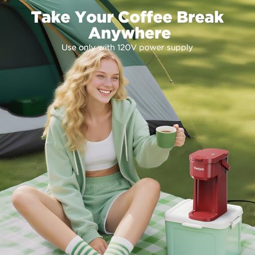 Tastyle Mini Single Serve Coffee Maker for K Cups and Grounds with Handle