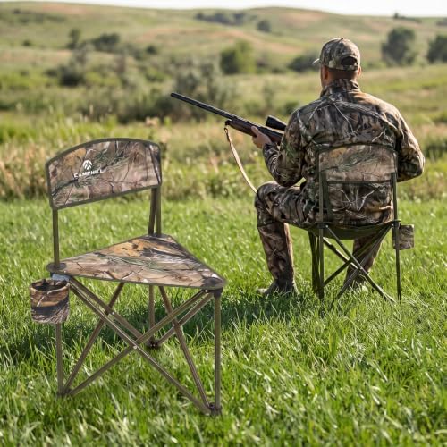 2 Pack Tripod Hunting Chair for Blinds,Lightweight Portable Camo Camping Chair with Backrests,for Hunting,Fishing,Golf Watching,Hiking,Camouflage