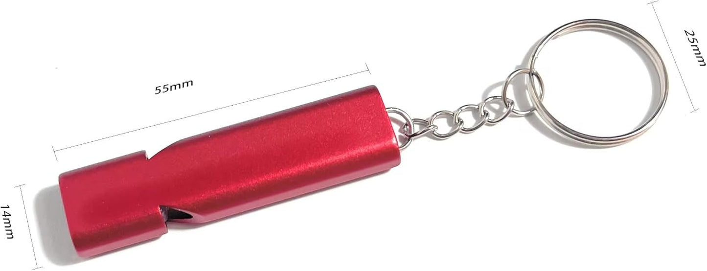 4-Pack Loud 120dB Double Tube Emergency Whistle - Aluminum Alloy, Corrosion-Resistant Safety Whistle with Lanyard & Keychain-Ideal for Camping Hiking Boating Fishing Survival Tool