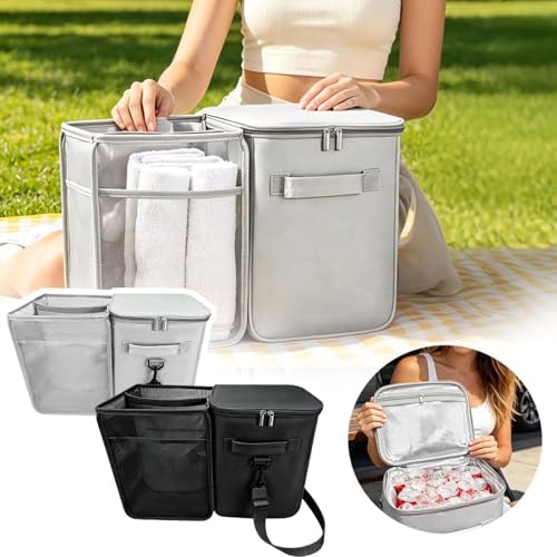 2-in-1 Cooler Organizer Insert for X Large Bogg Bag Accessories, Portable Leak-Proof Ice Chest, Lightweight Mesh Divider Inserts Pouch with 4 Fastener for XL Bog Beach Rubber Tote