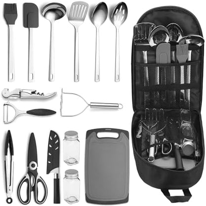 Camping Essentials Accessories Camping Gear Must Haves, Cooking Utensils Set Rv Camping Kitchen Backpacking Supplies Camper Gadgets Outdoor Hiking Travel Picnic Gifts
