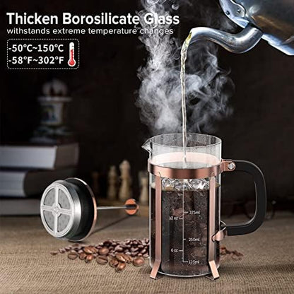 QUQIYSO French Press Coffee Maker, Borosilicate Glass Coffee Press