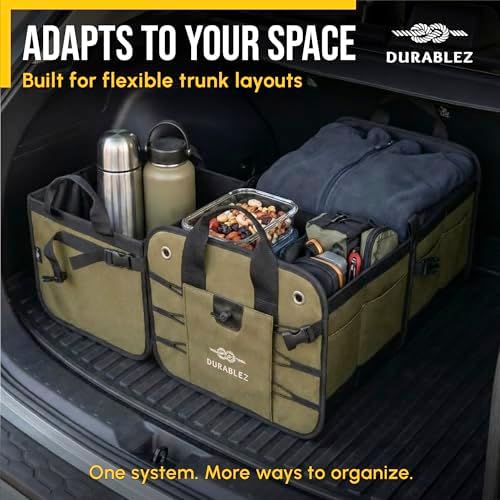 Large Car Trunk Organizer, Modular & Collapsible, Green