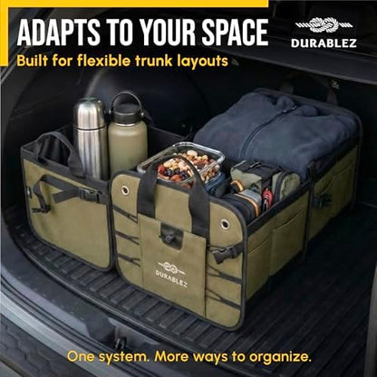 Large Car Trunk Organizer, Modular & Collapsible, Green