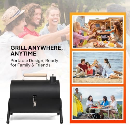 2-Sided Portable Charcoal Grill, Dual Zone with Carry Bag, 13in Tabletop
