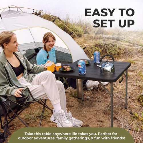 Our Modern Space 34" Square Foldable Table with Built in Handle & Detachable Steel Legs | Heavy Duty Portable | Perfect for Party, Dining, Events, Picnic Indoor, Outdoor, Camping, Temporary